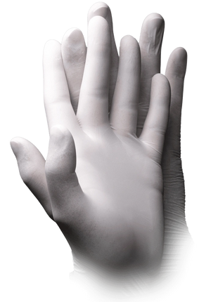 AMPri Basic-Touch Latex Einmalhandschuhe weiß Gr. XS–XL