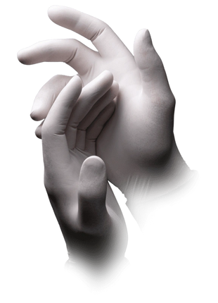 AMPri Basic-Touch Latex Einmalhandschuhe weiß Gr. XS–XL