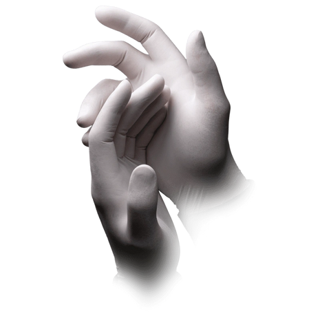 Weiße Einmalhandschuhe für medizinische Pflege und Hygiene