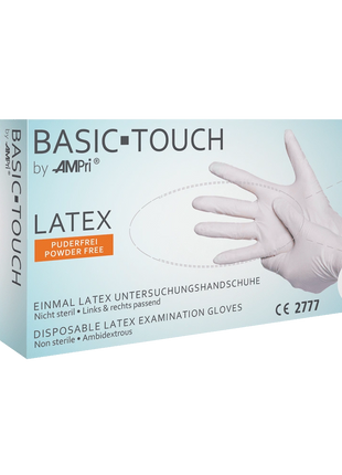 AMPri Basic-Touch Latex Einmalhandschuhe weiß Gr. XS–XL