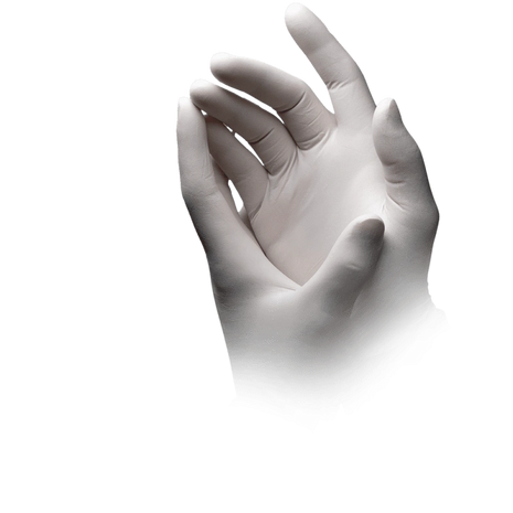 Weiße Einmalhandschuhe für medizinische Pflege und Hygiene