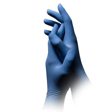 Blaue Einmalhandschuhe für medizinische Pflege und Hygiene