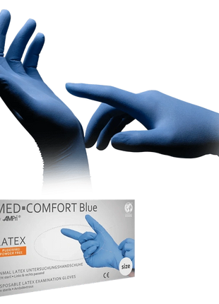 AMPri Med-Comfort blue Latex Einmalhandschuhe blau Gr. S–XL
