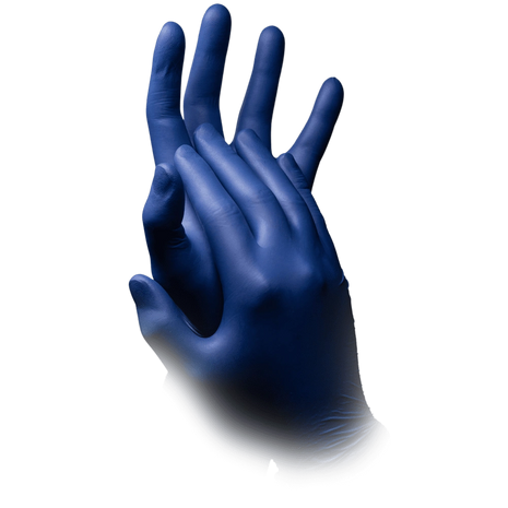 Blaue Einmalhandschuhe für medizinische Pflege und Hygiene