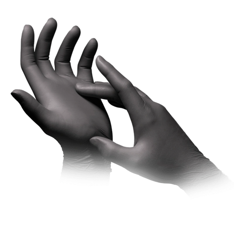 Einmalhandschuhe für medizinische Pflege und Hygiene, schwarz, hautfreundlich und sicher