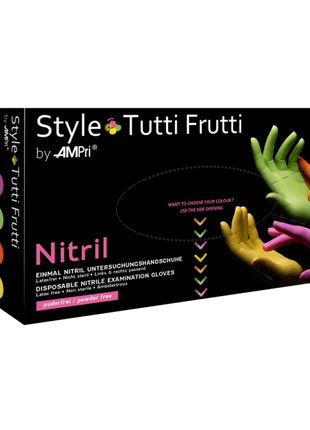 Style tutti frutti by Med-Comfort AMPri Nitrilhandschuhe bunt 96 Stück Premium XS–XL
