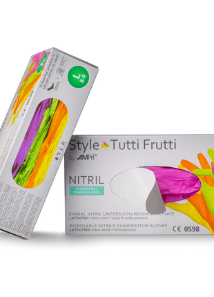 Style tutti frutti by Med-Comfort AMPri Nitrilhandschuhe bunt 96 Stück Premium XS–XL