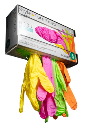 Style tutti frutti by Med-Comfort AMPri Nitrilhandschuhe bunt 96 Stück Premium XS–XL