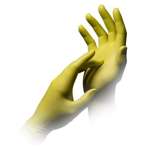 Gelbe Einmalhandschuhe für medizinische Pflege und Hygiene, ideal für Homecare und professionelle Anwendung