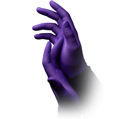 Violette Einmalhandschuhe für medizinische Pflege und Hygiene