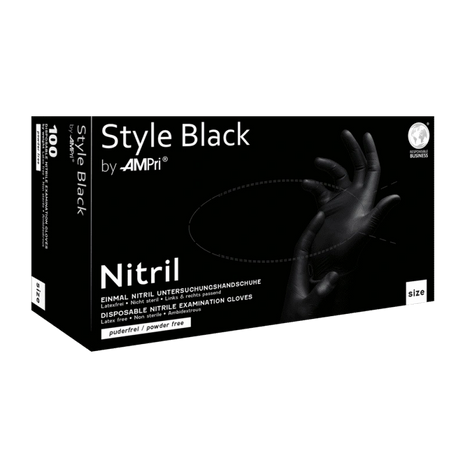 Style Black Nitril Einmalhandschuhe, puderfrei, latexfrei, ambidextrous für medizinische Pflege