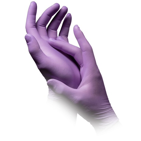 Lila Einmalhandschuhe für medizinische Pflege und Hygiene