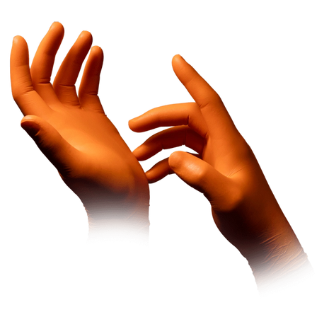 Orange Einmalhandschuhe für medizinische Pflege und Hygiene