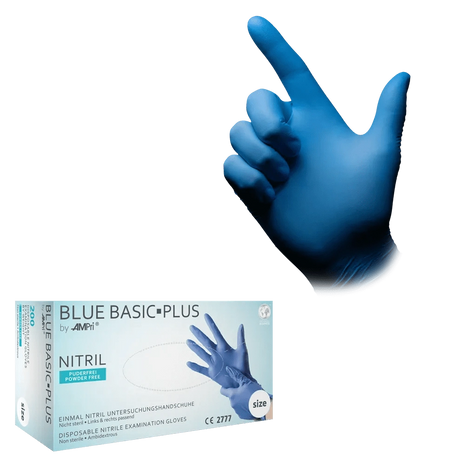 Blaue Nitril-Untersuchungshandschuhe, pulverfrei, Einmalhandschuhe für medizinische Pflege und Homecare