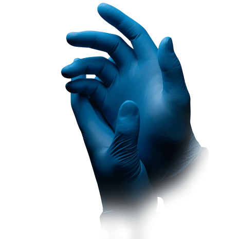 Blaue Einmalhandschuhe für medizinische Pflege und Hygiene