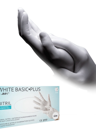 AMPri white Basic-Plus Nitril Einmalhandschuhe weiß 200 Stück Gr. S–L