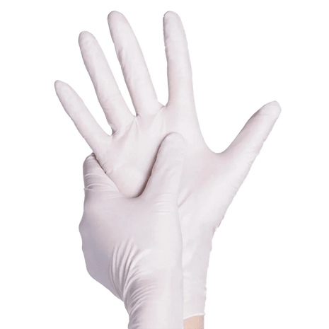 Weiße Einmalhandschuhe für medizinische Pflege und Hygiene, ideal für Homecare und professionelle Anwendung