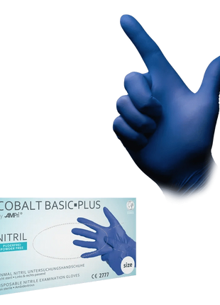 AMPri Cobalt Basic-Plus Nitril Einmalhandschuhe kobaltblau Gr. XS–XL