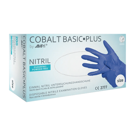 Cobalt Basic-Plus Nitril Untersuchungshandschuhe, puderfrei, Einmalhandschuhe für Pflege & Medizin