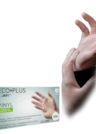 AMPri Eco-Plus Vinyl Einweghandschuhe weiß puderfrei