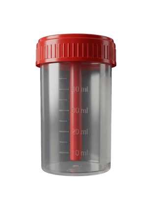 AMPri Stuhlprobengefäß mit Löffel mattiert rot 40 ml