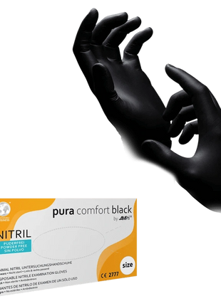 AMPri Puracomfort Black Nitril Einweghandschuhe schwarz Basic puderfrei XS–XL