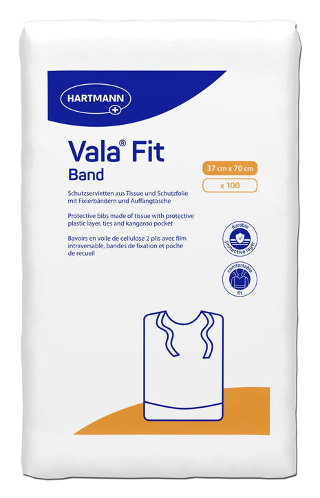 HARTMANN Vala Fit Band Schutzservietten 37x70 cm, 100 Stück – für Pflege & Homecare mit Fixierbändern