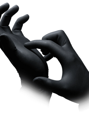 AMPri Style Latex Black Einweg-Latexhandschuhe schwarz Premium volltexturiert XS–XL