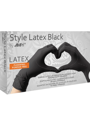 AMPri Style Latex Black Einweg-Latexhandschuhe schwarz Premium volltexturiert XS–XL