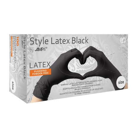 Schwarze Latex-Untersuchungshandschuhe, puderfrei, Einmalhandschuhe für medizinische Anwendung