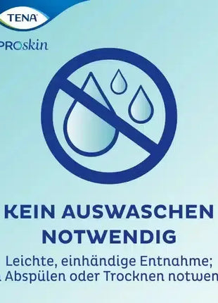 TENA Proskin Hinweis Kein Auswaschen Notwendig, Symbol für Hygiene Feuchttücher, einfache Handhabung