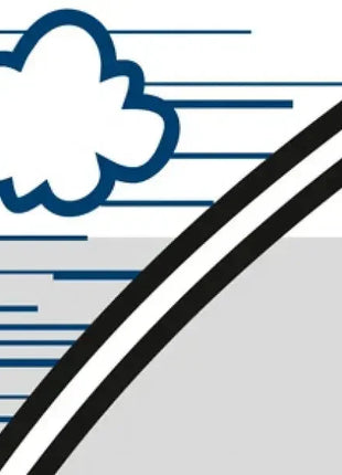 Grafische Darstellung einer atmungsaktiven Schutzschicht mit Wolken- und Luftsymbolen