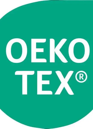 OEKO-TEX Logo auf grünem Hintergrund, Zertifikat für geprüfte textile Hygiene und Sicherheit