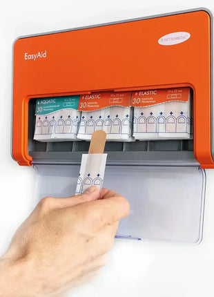 Pflasterspender Wandmontage mit Hand, hygienische Entnahme von Pflastern, Medizinprodukt