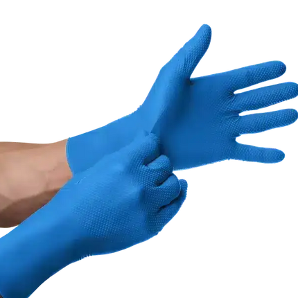 Mercator GoGrip Long Blue Nitrilhandschuhe - Ideal für die Werkstatt und Kfz-Anwendungen. Langanhaltender Schutz und Griffigkeit für verschiedene Arbeitsanforderungen