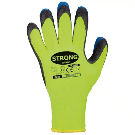 Forster Stronghand Handschuhe - Arbeitshandschuhe aus Latex für persönliche Schutzausrüstung (PSA). Modell Stronghand 0242, hergestellt aus Polyester in leuchtendem Neon-Gelb Produktbild