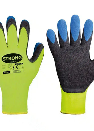 Forster Stronghand Handschuhe - Arbeitshandschuhe aus Latex für persönliche Schutzausrüstung (PSA). Modell Stronghand 0242, hergestellt aus Polyester in leuchtendem Neon-Gelb Paar Bild