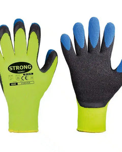 Forster Stronghand Handschuhe - Arbeitshandschuhe aus Latex für persönliche Schutzausrüstung (PSA). Modell Stronghand 0242, hergestellt aus Polyester in leuchtendem Neon-Gelb Paar Bild