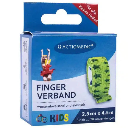 Produktbild von Actiomedic Kinder-Fingerverband in Grün - Ein elastischer Fingerverband speziell für Kinder, für eine sichere und komfortable Wundversorgung.