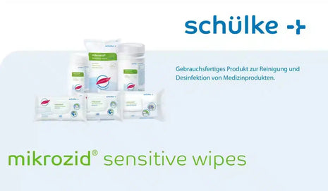 Banner-Gruppenbild für Mikrozid Sensitiv Wipes von Schülke. Ein effektives Desinfektionstuch für empfindliche Oberflächen