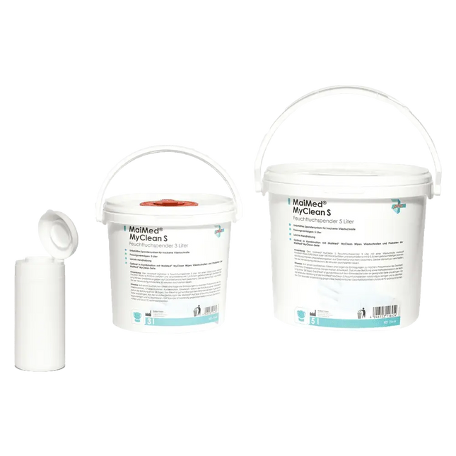 Produkt und Gruppenbild MaiMed MyClean S Spendersysteme