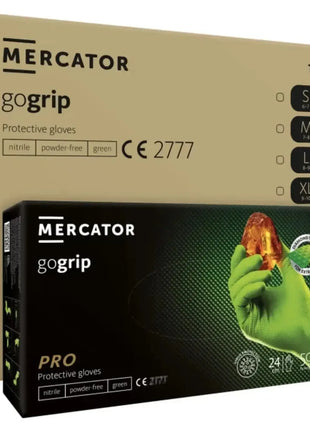 Mercator gogrip grüne Nitril-Einweghandschuhe, puderfrei, Verpackung in verschiedenen Größen