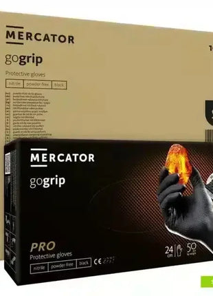 Mercator gogrip Nitrilhandschuhe schwarz, puderfrei, Schutzhandschuhe, Verpackung, Größe