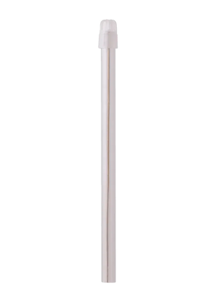 Transparenter Hygiene-Stab aus Kunststoff, medizinischer Einwegartikel auf schwarzem Hintergrund.