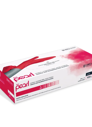 Box mit 100 roten Nitril Einweghandschuhen puderfrei, hygienisch, medizinisch.