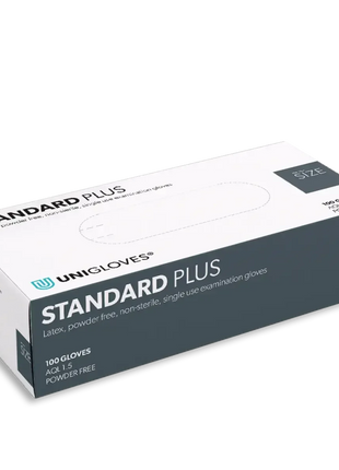 Unigloves Standard Plus Latex Einmalhandschuhe, puderfrei, 100 Stück, medizinische Schutzprodukte