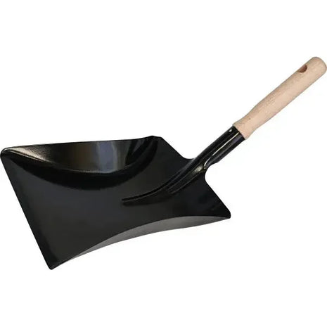 Schaufel mit Holzgriff und schwarzem Metallblatt, Reinigungszubehör, Hygienebedarf