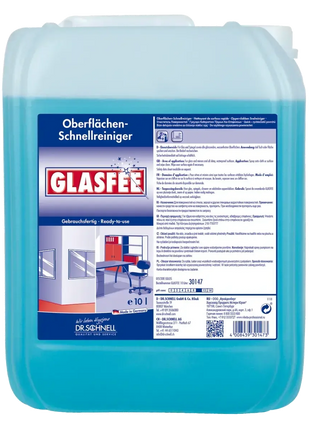 Oberflächen-Schnellreiniger Kanister, Glasreiniger für professionelle Hygiene, 10 Liter, blau