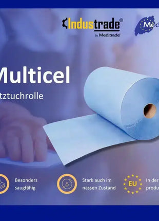 Multicel Putztuchrolle blau, besonders saugfähig, reißfest, EU Produktion, Hygienepapier