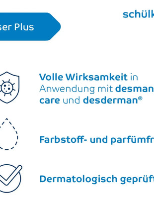 Hygieneprodukt Vorteile: volle Wirksamkeit, farbstoff- und parfumfrei, dermatologisch getestet